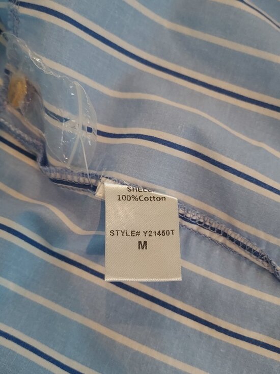 Tuckernuck Pomander Place Blue Stripe Tiered Cara Shirt Dress Size Medium - Picture 10 of 11